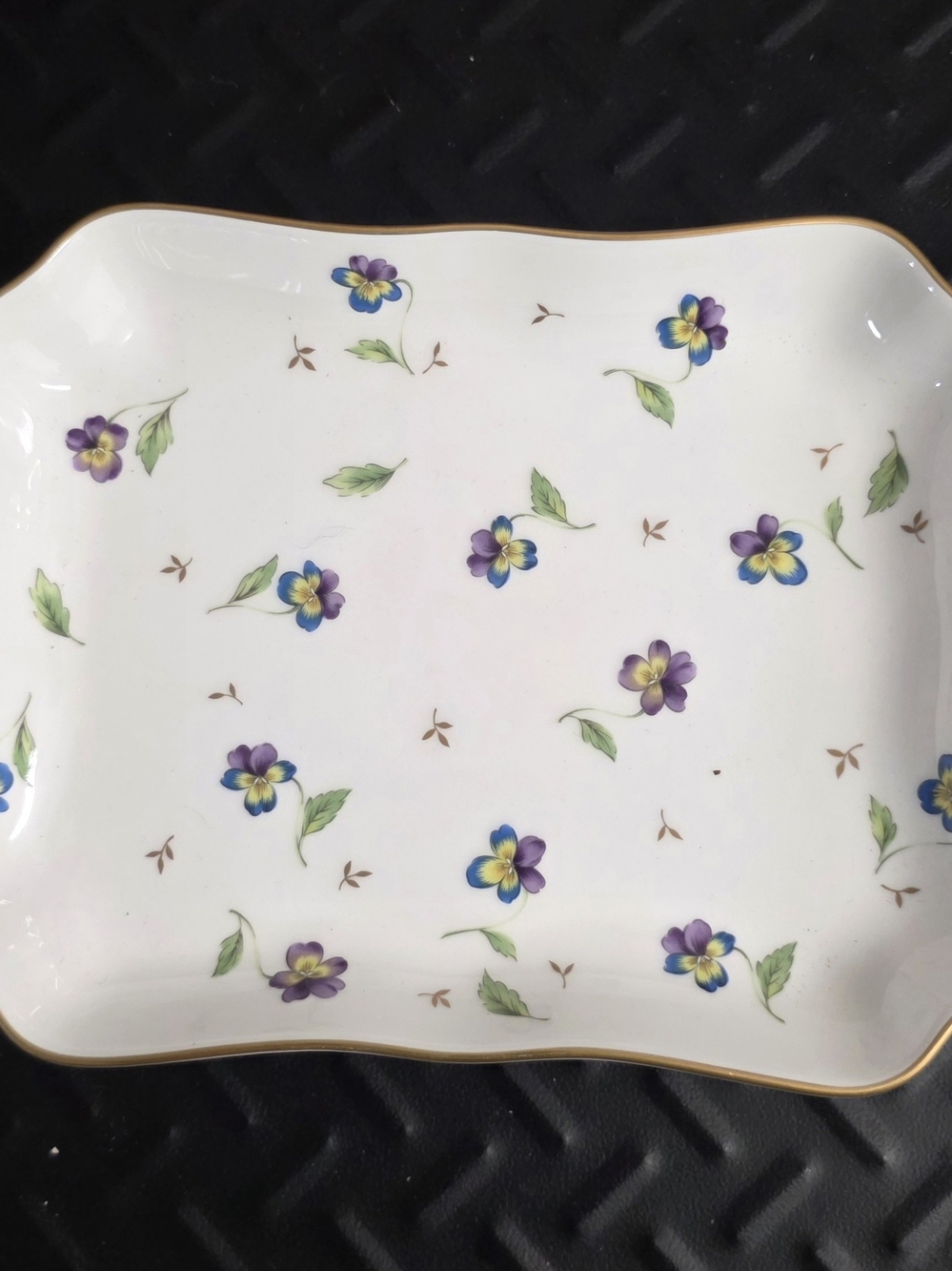 Porcelain Serving Platter with Purple Floral Pattern